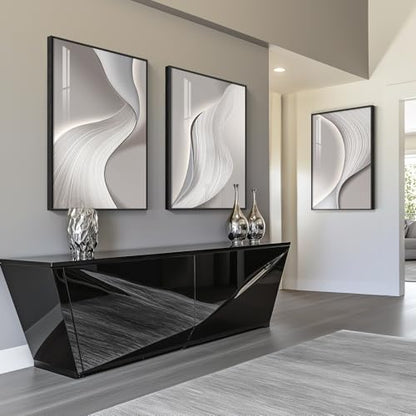 Large Framed Modern Abstract Wall Art for Living Room, 3 Piece 24x36 In - color: Grey Melody, size: 24" W x 36" H x 3 pieces