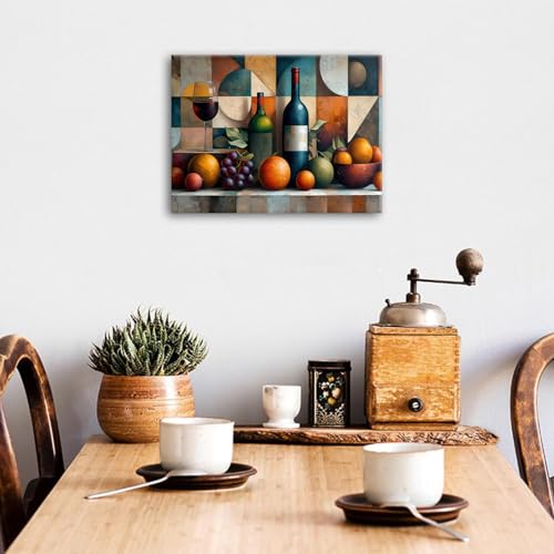 Kitchen Wall Decor Geometric Dining Room Wall Art Wine Glass Picture 12x16" - color: Abstract Kitchen, size: 16"L x 12"W