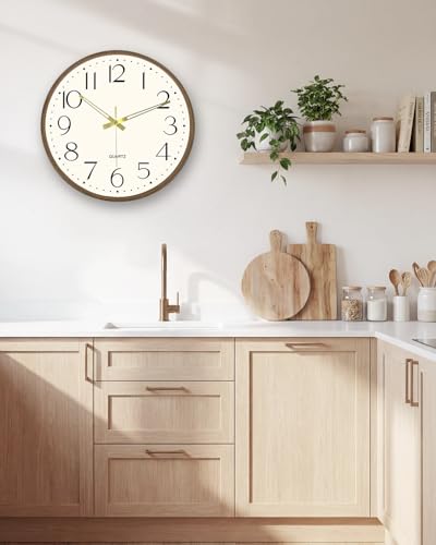 2 Pack 16 Inch Wall Clock, Silent Analog Clock Battery Operated - color: Brown Wood Grain, size: 16In-2Pcs