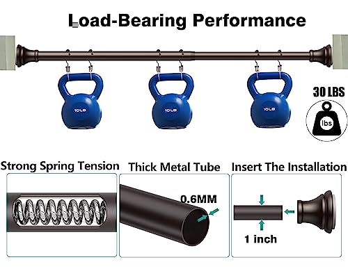 Oil Rubbed Bronze Tension Shower Curtain Rod – Adjustable 18-79 Inches, Fits 20-78 Inch Spaces (Ideal for 72" Wide Bathrooms), Rust Resistance Adjustable Durable Spring No Drilling - color: Bronze, size: 18-79 inch