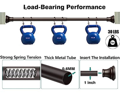 Oil Rubbed Bronze Tension Shower Curtain Rod – Adjustable 18-79 Inches, Fits 20-78 Inch Spaces (Ideal for 72" Wide Bathrooms), Rust Resistance Adjustable Durable Spring No Drilling - color: Bronze, size: 18-79 inch