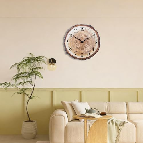 Rustic Wooden Wall Clock 12 Inch Battery Operated Wall Clocks