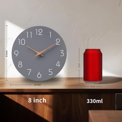 Mosewa Wall Clock 8" Battery Operated Silent Non-Ticking Simple Modern - color: C_gray, size: 8 Inch