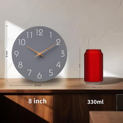 Mosewa Wall Clock 8" Battery Operated Silent Non-Ticking Simple Modern - color: C_gray, size: 8 Inch