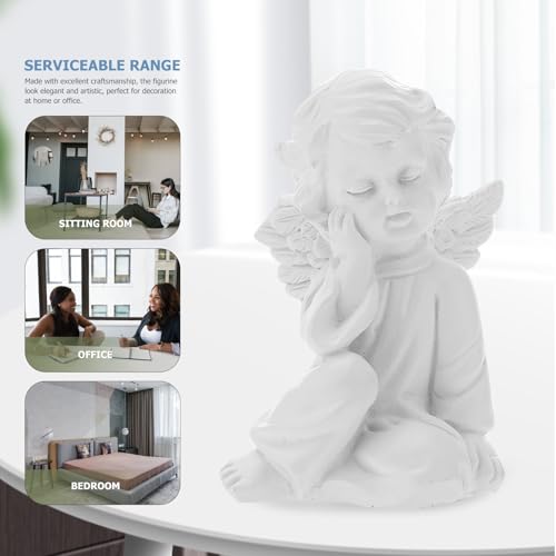 White Angel Figure Adorable Angel Decor Statue Resin Angel Sculpture