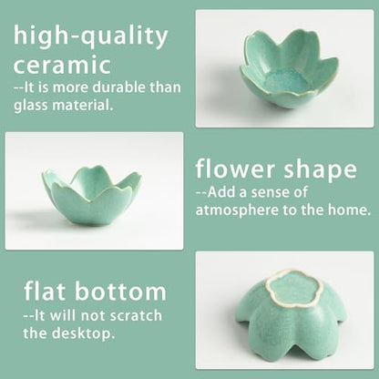 Mecaikru Ceramic Jewelry Tray, 3.5 in Flower Ring Dish with Gift Box & Card - color: dark green