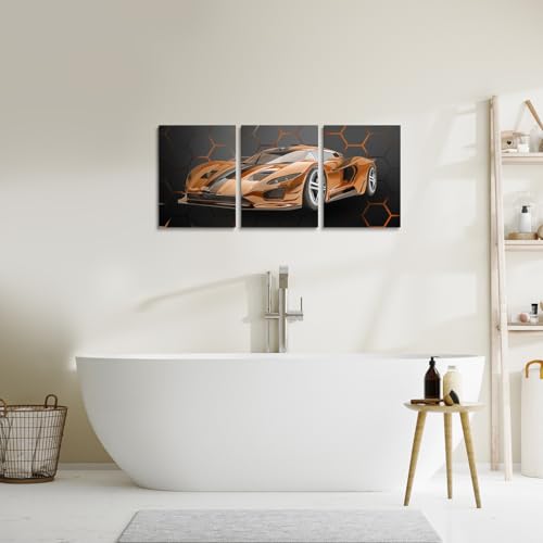 Feelyou Race Car Wall Art 12" x 16" x 3 - color: Orange