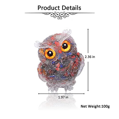 Jovivi 2.5" 7 Chakra Crystal Owl Statue Hand Carved Resin Figurines - color: 7 Chakra