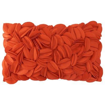 KINGROSE Handmade 3D Floral Throw Pillow Cover, 12x20 Inch, Dark Orange - color: Dark Orange
