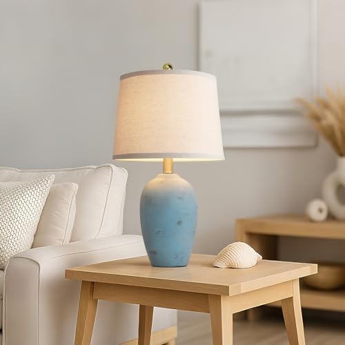 AIEAMPDO 21'' Set of 2 Coastal Small Ceramic Lamps for Bedroom - color: Light Blue