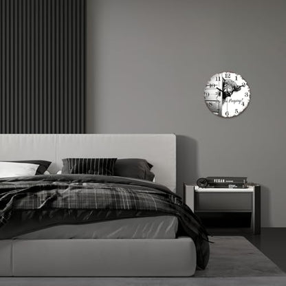 XNM 12 Inch Funny Highland Cow Glass Wall Clocks Battery Operated - color: Black3, size: 12 Inch