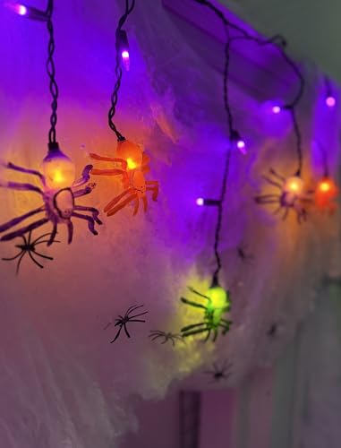 7FT Halloween Spider Curtain String Lights Plug-in 25 LED Decor - color: Spider Curtain Lights