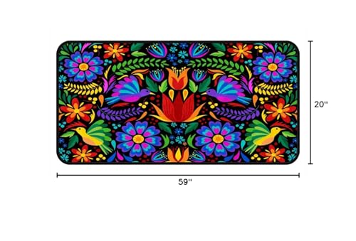 Colorful Mexican Floral Doormat Area Rugs Floor Mat for Patio Front Door Entry Garage Kitchen Bathroom 20x59 in - size: 59x20 in