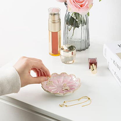 BEUNAIZER Jewelry Dish Tray, Ring Dish, Ceramic Trinket Tray, Key Bowl - color: Pink