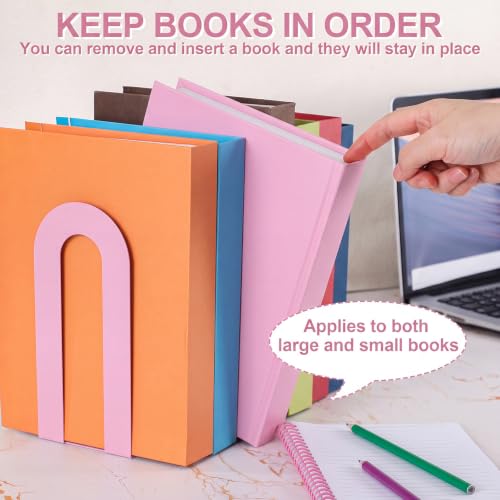Chunful 6 Pcs Pink Metal BookEnds Shelves, 7.5 x 5.75 x 3.5 in - color: Pink, size: 7.5*5.75*3.5inch