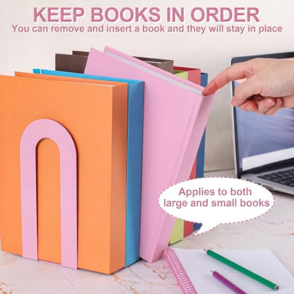 Chunful 24 Pcs Pink Metal BookEnds Shelves, 7.5 x 5.75 x 3.5 in - color: Pink, size: 7.5*5.75*3.5inch