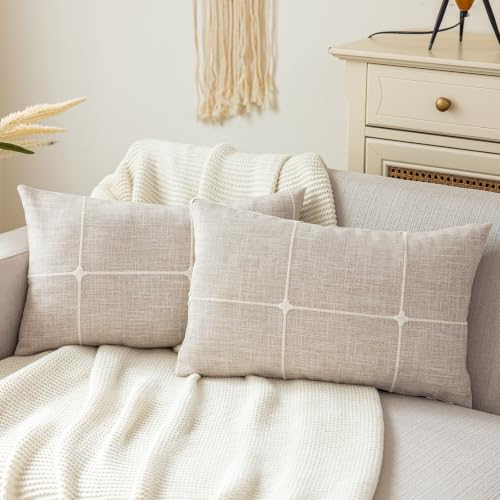 vctops Pack of 2 Rustic Lattice Throw Pillow Covers (Plaid Coffee,12"x20") - color: Plaid Coffee, size: 20" x 12" (Pack of 2)
