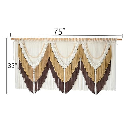 Macrame Wall Hanging Brown Tassel Knotting Fiber Art Boho Decor 47" W*25" L - color: Brown