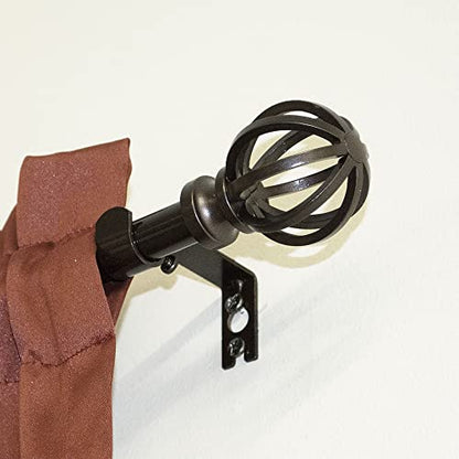 Lumino 5/8" Cage Single Curtain Rod Set 30"-84" Bronze - color: Bronze