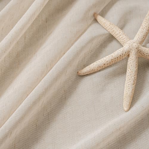 FMFUNCTEX Taupe Linen Sheer Curtains, 84 Inches, 2 Panels for Bedroom - color: Rod Pocket| Taupe, size: 52"W x 84"L (Pack of 2)