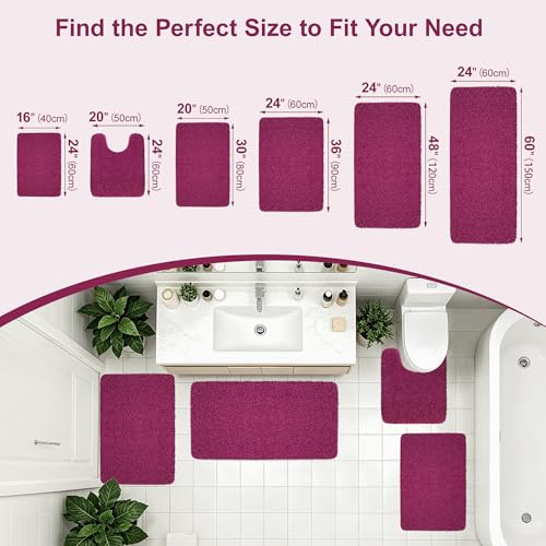 Toilet Rugs U-Shaped 24"x20", Absorbent Contour Bath Rug,Burgundy - color: Burgundy, size: 24" x 20"(U-Shape)