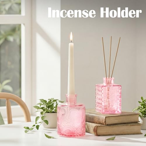 Glass Bud Vases in Bulk Small Mini Pink Vase for Flowers 17pc - color: Pink