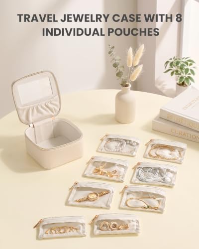 Lolalet 8 Pcs Jewelry Storage Bags for Traveling, Clear Zippered Jewelry Pouch for Women, Portable Velvet Pouches for Earrings, Rings, Necklaces & Bracelets, Individual Organizer Bags for Girls Women - color: 8Pouches