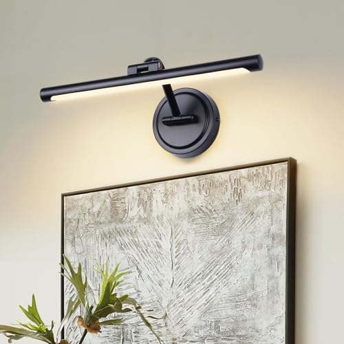 Hardwired 15.7 Inch 7W Black Picture Lights for Wall LED Picture Frame Light Dimmable Painting Lights for Wall Portrait Artwork Warm White - color: Hard-wired Black-Dimmable, size: 16 Inch