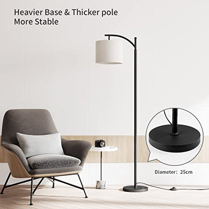 SUNMORY Arc Floor Lamp, Modern Floor Lamp with Remote Control and 9W Bulb - color: Black Remote Control