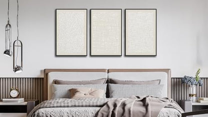 Large Framed Abstract Wall Art, Neutral Beige White Deocr, 16"x24"x3 - color: beige, size: 16"x24"x3 Framed