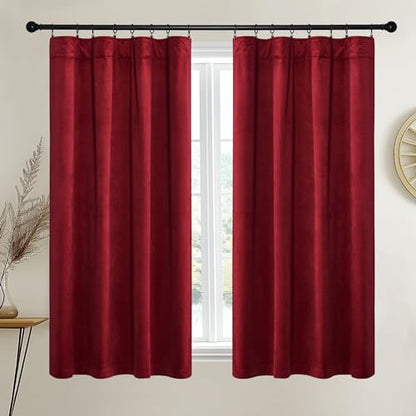 NICETOWN Burgundy Red Velvet Curtains 63 inch Long, 52" W x 63" L, 2 Panels - color: Burgundy Red, size: 52"W x 63"L (Pack of 2)