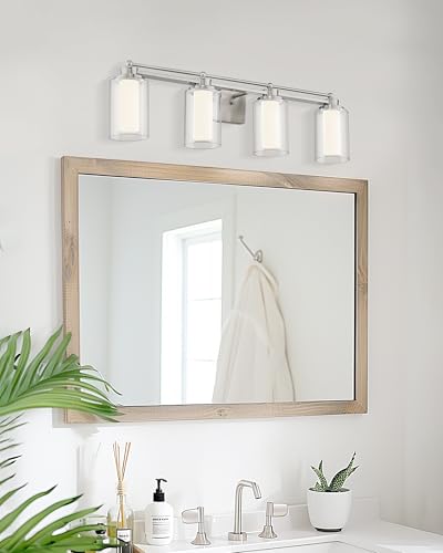 HWH Bathroom Vanity Light, Brushed Nickel, 4-Light, 5CCT, 5HLT63B-4W-LED BN - color: Brushed Nickel + LED, size: 4 Lights