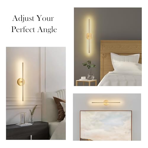 KARTOOSH Battery Operated Wall Sconces Set of Two Wireless Wall Lights - color: Gold, size: 20.4 Inches