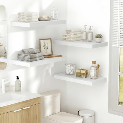 Vivelove 10" Deep Floating Shelves, 24”Wide Set of 2, White - color: White, size: 23.6”wx10.2”dx1.5”h