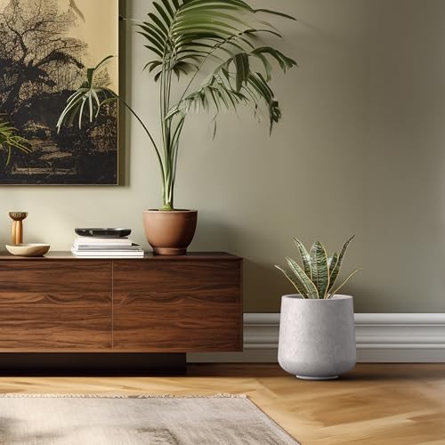 Kante Accent Round Curved CON Gray Concrete Planter 13" Dia, Outdoor - color: Light Gray, size: 11.6" D