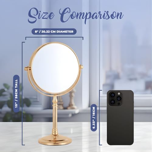 MIRRORVANA Double Sided 10X/1X Magnifying Makeup Mirror, 8" x 15" (Gold) - color: Gold