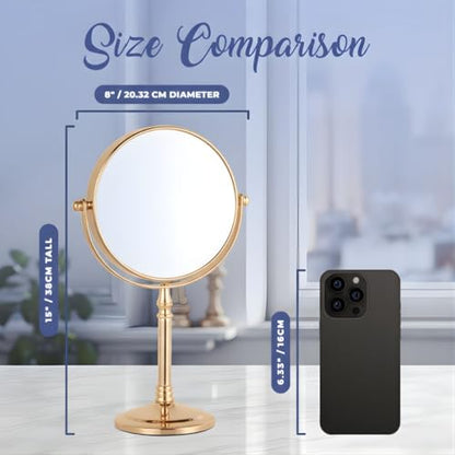 MIRRORVANA Double Sided 10X/1X Magnifying Makeup Mirror, 8" x 15" (Gold) - color: Gold