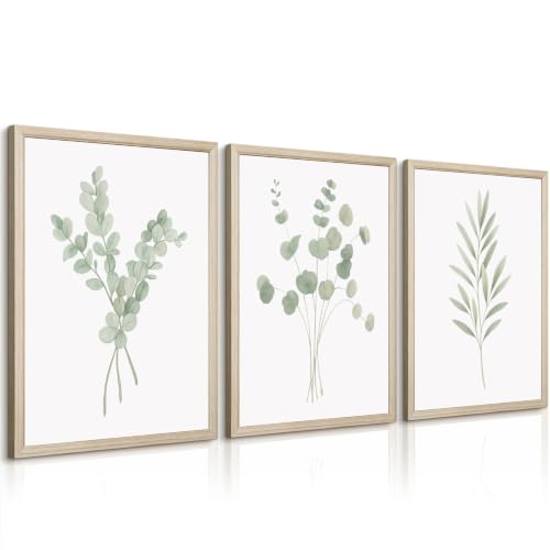 Sage Green Botanical Wall Art Deor Eucalyptus Leaf Pictures Plant Prints - color: Botanical Art, size: 16"L x 12"W