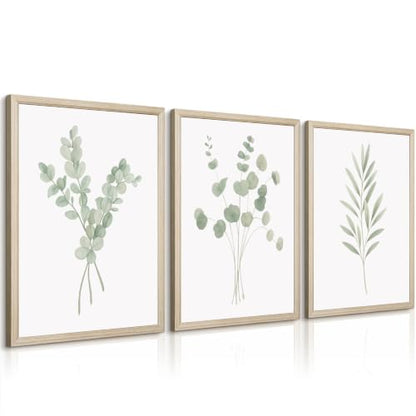 Sage Green Botanical Wall Art Deor Eucalyptus Leaf Pictures Plant Prints - color: Botanical Art, size: 16"L x 12"W