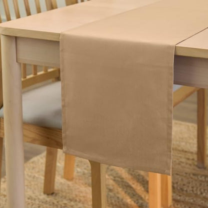 Encasa XO Table Runner, Cotton Canvas Dining Runner 13"x72" - color: Light Beige, size: 13x72 in