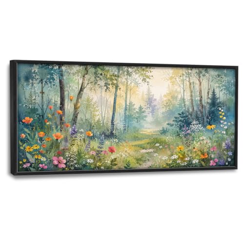 Voxlyra Large Framed Forest Tree Wall Art Decor for Living Room 60'' × 30'' - color: Forest