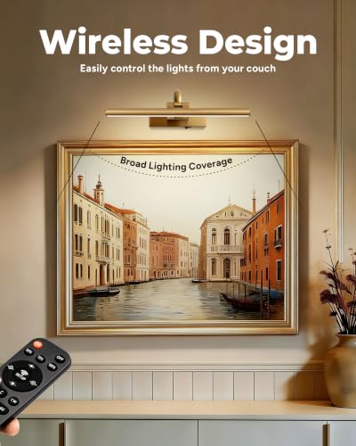 15.6" Battery Operated Picture Light for Wall Art, Brass Finish - size: 15.6 Inch