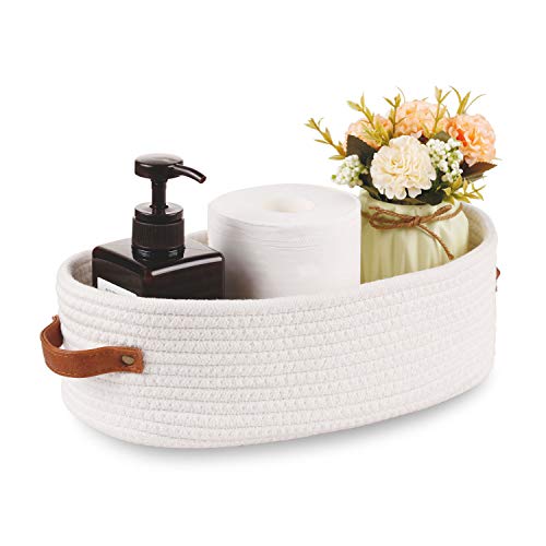 Woven Storage Basket for Toilet Tank Top,Farmhouse Home Decor Organizing Baskets for Bathroom,Table and Counter 13"x5.9"x4" White - color: 1 pack White