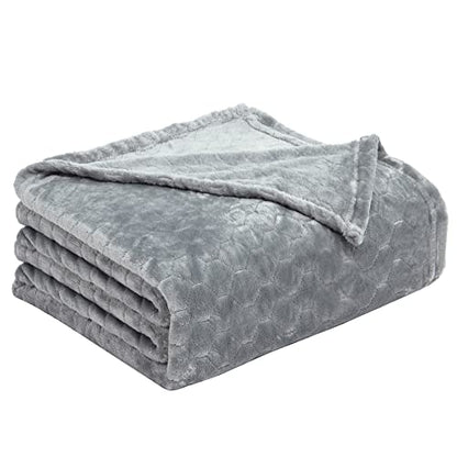 TOONOW Fleece Blanket Super Soft Cozy Throw Blanket 50" x 60", Lightweight Fuzzy Comfy Textured Flannel Blanket Warm Plush Throw Blankets for Couch, Sofa, Bed, Light Grey - color: Light Grey