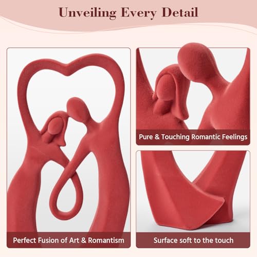 Couple Statue with Soft Flocked Finish, Red - color: Couple01-red