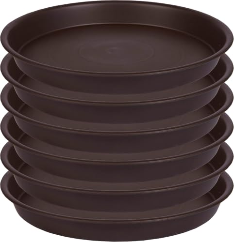 6 Pack Plant Saucer Drainage Tray, Plastic Plant Water Tray, 6 inch Flower Saucers for Indoors, Plant Dishes for Pots Base (6 inch, Dark Brown) - color: Dark Brown, size: 6"