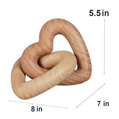 Guichifun Resin Heart Wood Finish Sculpture Valentines Day Decor - color: Wood Finish
