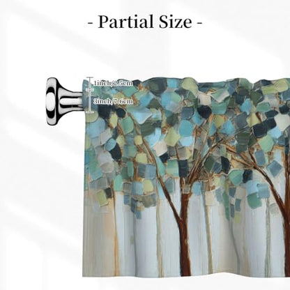 Tree Curtain Valance Short Rod Pocket Window Treatment for Living Room Bedroom Kitchen Bathroom 1 Panel 54" W x 18" L - color: Tree