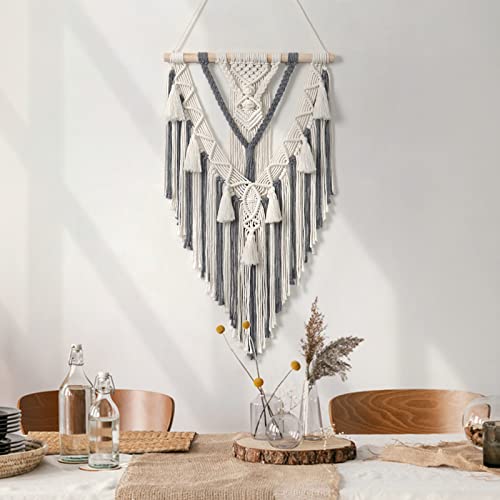 Dremisland Macrame Wall Hanging Boho Geometric Woven Tapestry Wall Decor - color: Grey