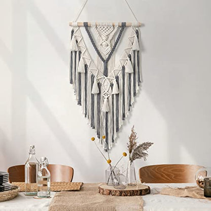 Dremisland Macrame Wall Hanging Boho Geometric Woven Tapestry Wall Decor - color: Grey